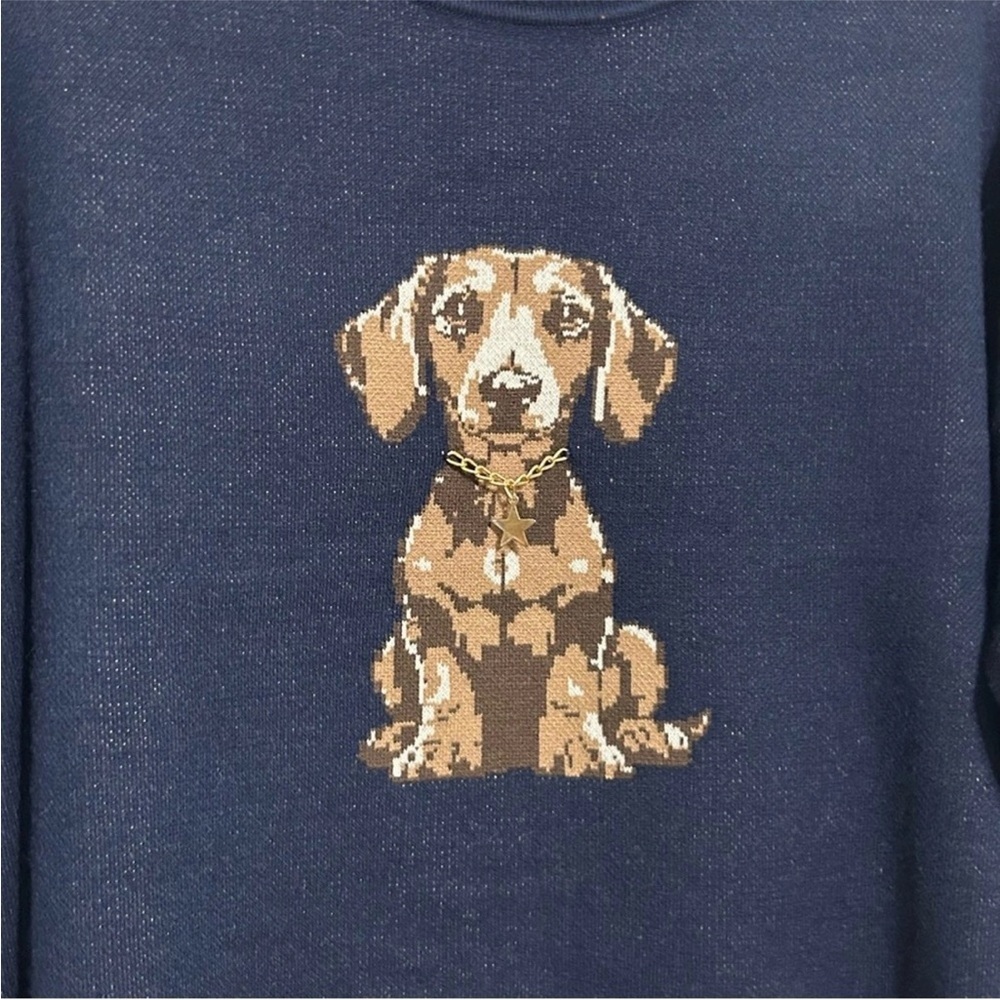 NEW Nikka K NAVY Dachshund Dog
Sweater Puppy Gold Collar STAR HIGH QUALITY SZ L - Picture 2 of 12